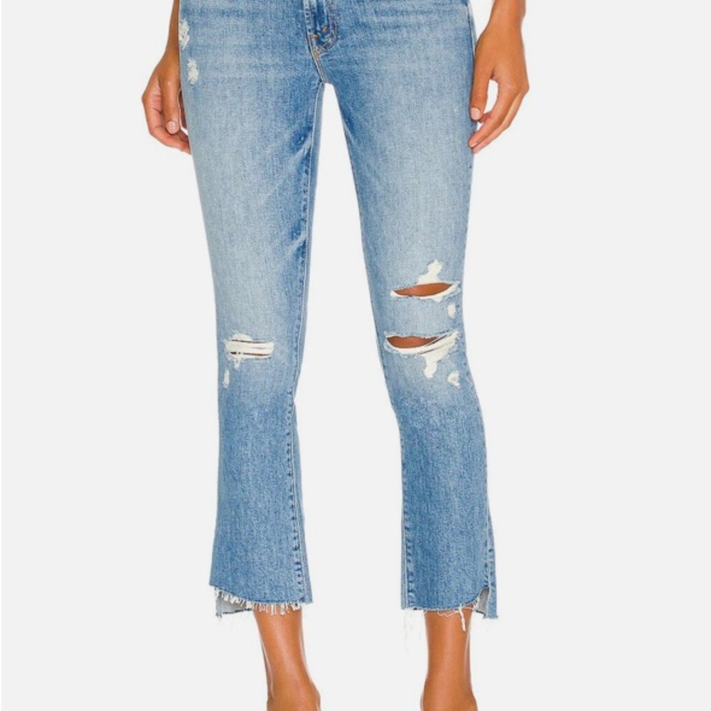 MOTHER Blue Distressed Ankle Jeans